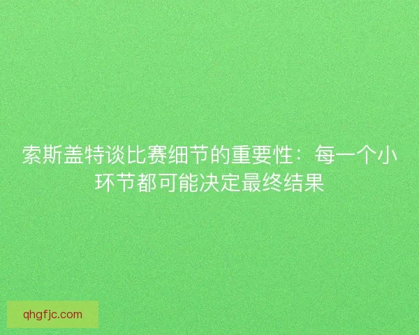 索斯盖特谈比赛细节的重要性：每一个小环节都可能决定最终结果