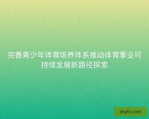 完善青少年体育培养体系推动体育事业可持续发展新路径探索