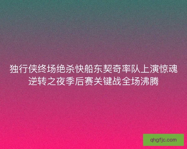 独行侠终场绝杀快船东契奇率队上演惊魂逆转之夜季后赛关键战全场沸腾
